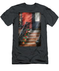 Spring Porch Hoboken Nj Geraniums on Stairs Mike Savad T-Shirt