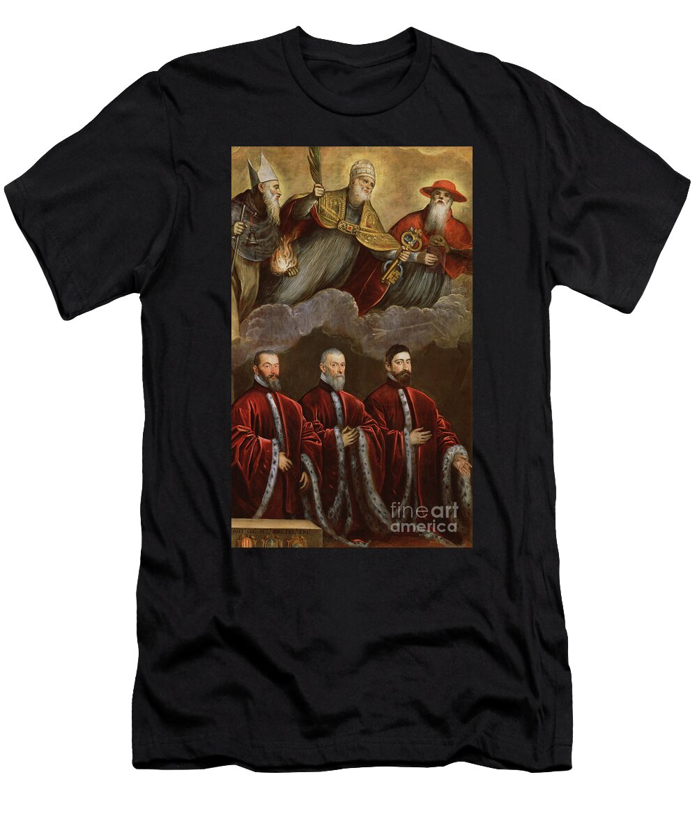 St Jerome St Peter and St Anthony Above a Portrait of Three Lawyers Oil on Canvas Domenico Robusti Tintoretto T-Shirt