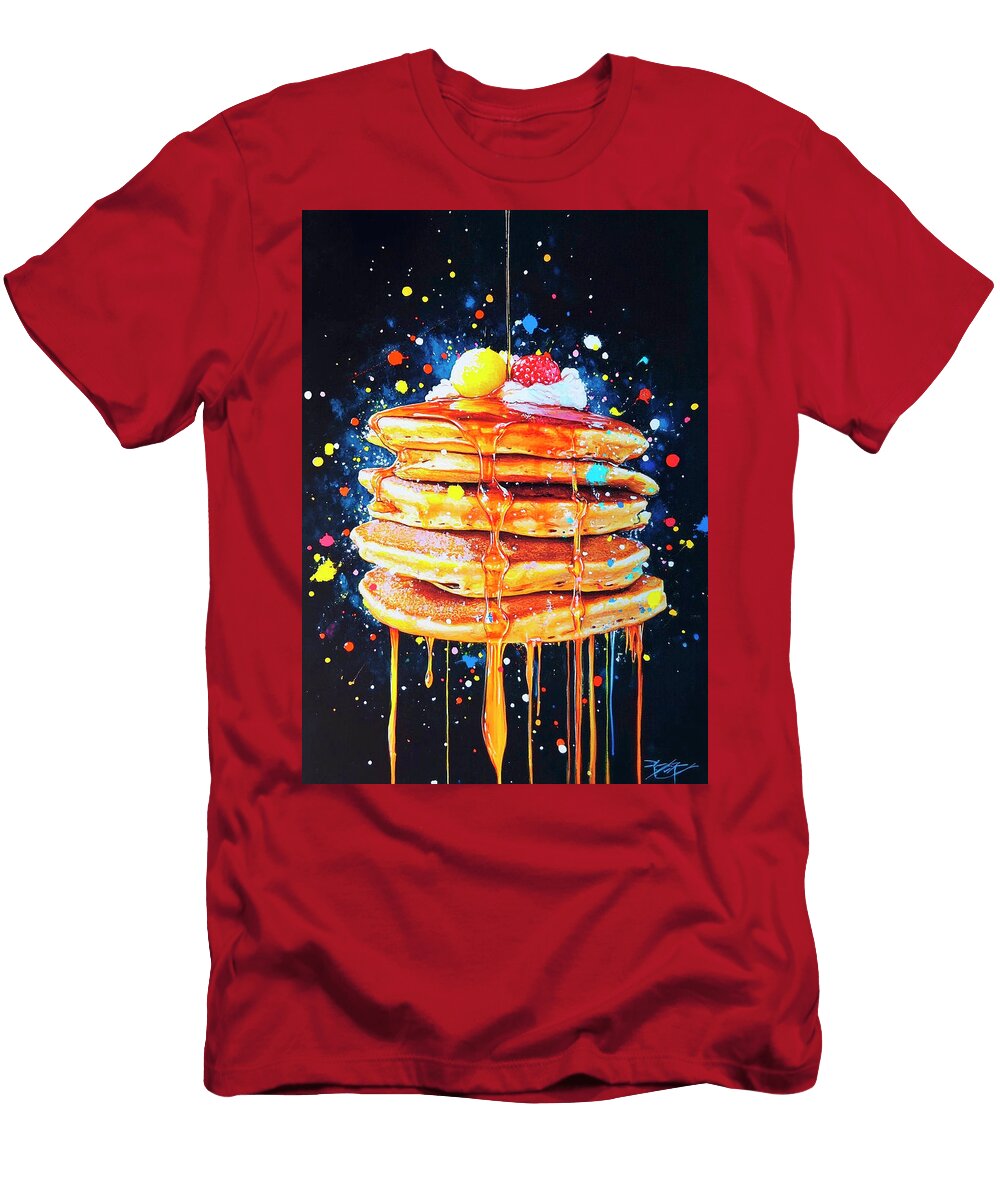 Stack of Pancakes with Syrup Colorful Breakfast Art Merssi Norely T-Shirt