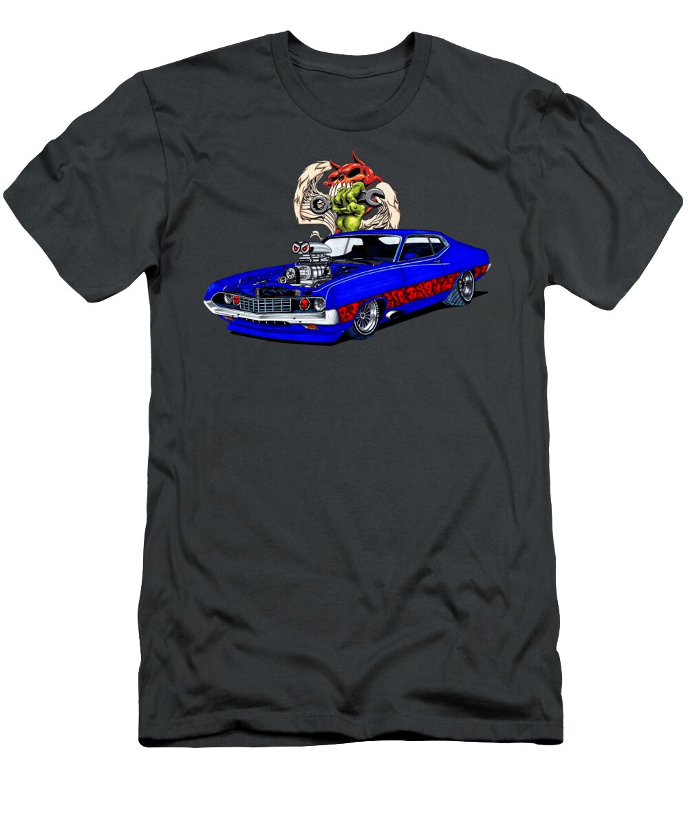 Stance Legendary American Muscle Car Ford Torino Coupe V8 Supercharged Vladyslav Shapovalenko T-Shirt