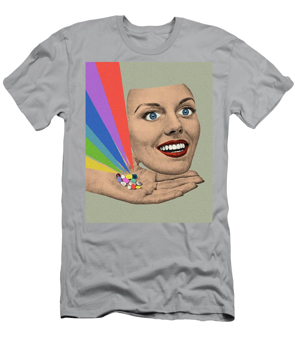 Staring Face and Hand Full of Pills Csa Images T-Shirt