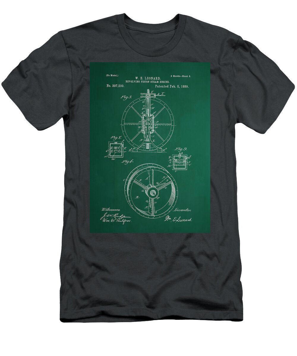 Steam Engine Patent Green Brooke Roby T-Shirt