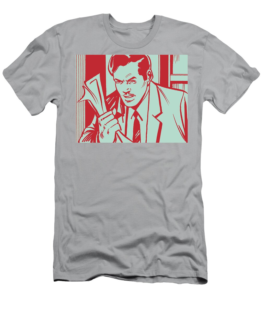 Stern Man Clutching Paper Csa Images T-Shirt