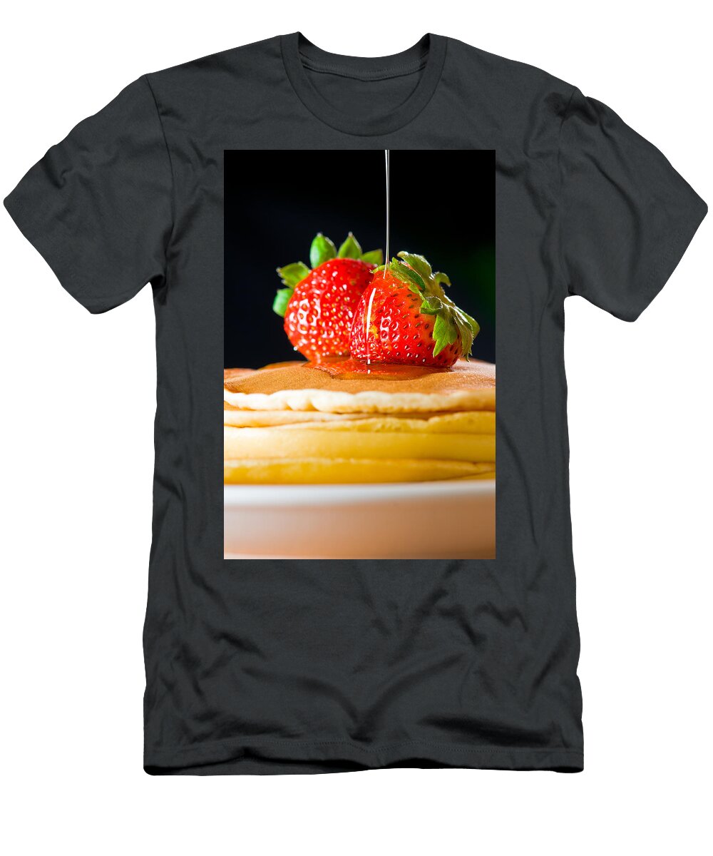 Strawberry Butter Pancake with Honey Maple Sirup Flowing Down Ulrich Schade T-Shirt