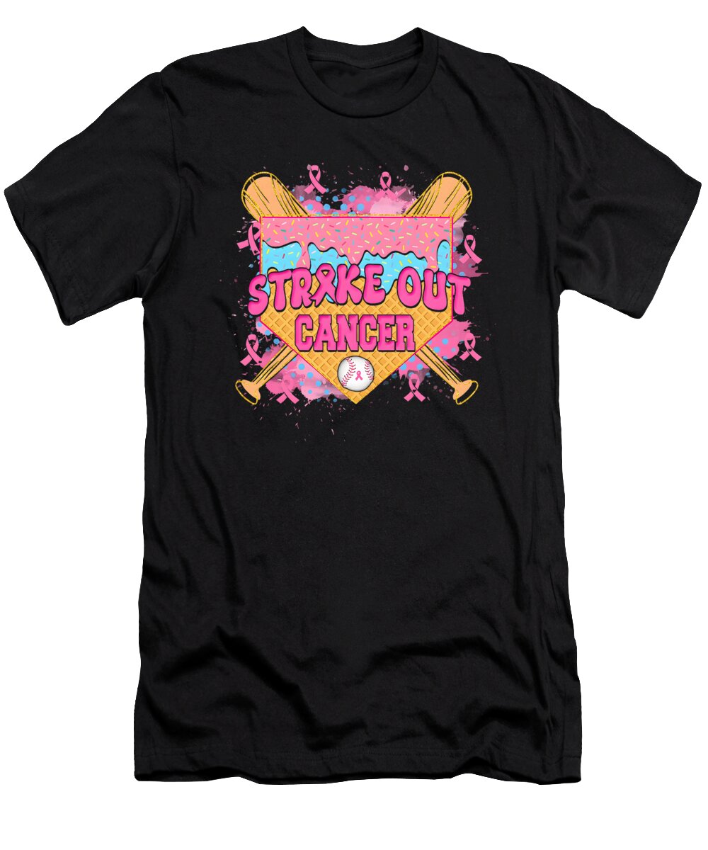 Strike Out Cancer Baseball Ice Cream Drip Breast Maisie Jackson T-Shirt