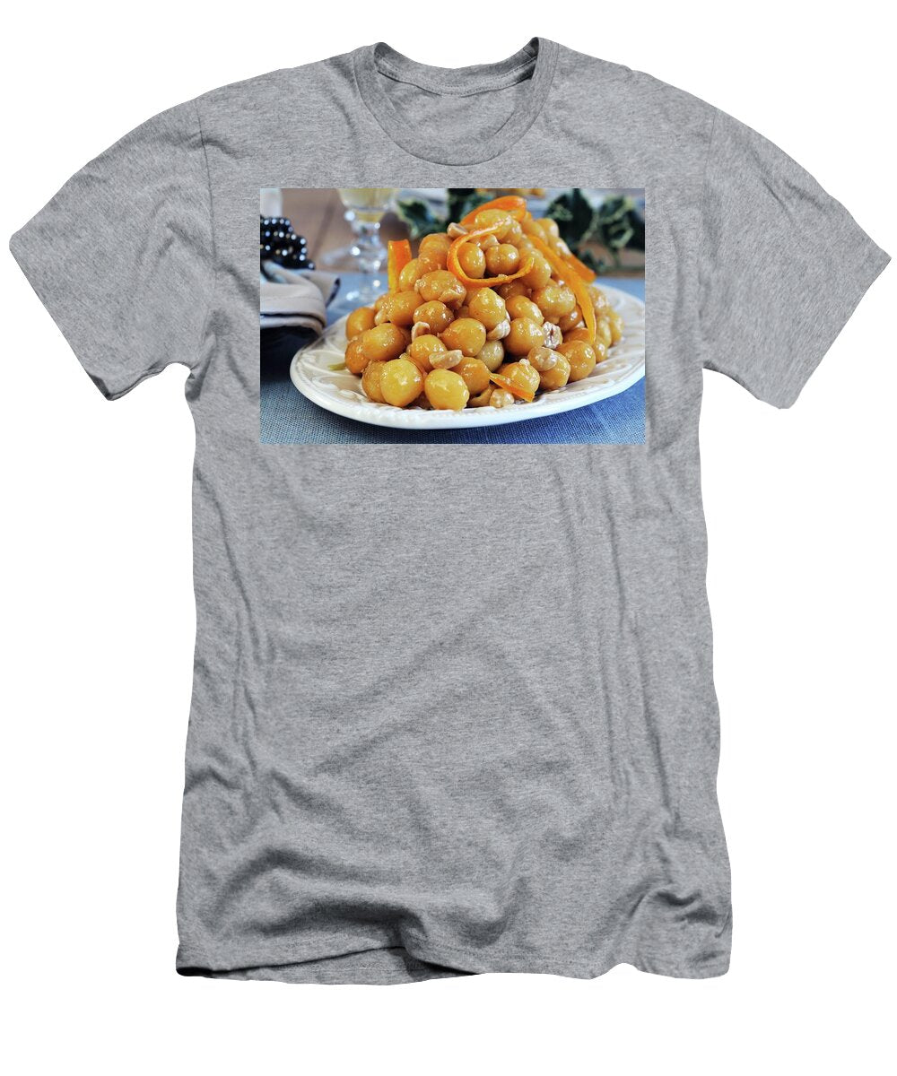 Stuffoli Fried Dough Balls Dipped in Honey with Candied Orange Zest and Hazelnuts Italy Mario Matassa T-Shirt