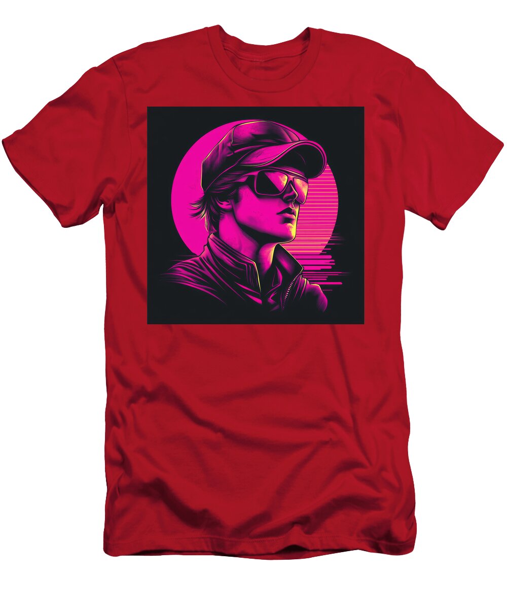Stylish Man Wearing Sunglasses and Cap Retro Wave Style Redite Noah T-Shirt