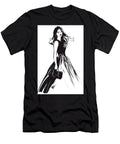 Stylish Woman in Flowing Dress Holding Clutch Maximu Anya T-Shirt