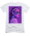 Stylish Woman with Sunglasses Neon Purple Backdrop Kohler Sofia T-Shirt