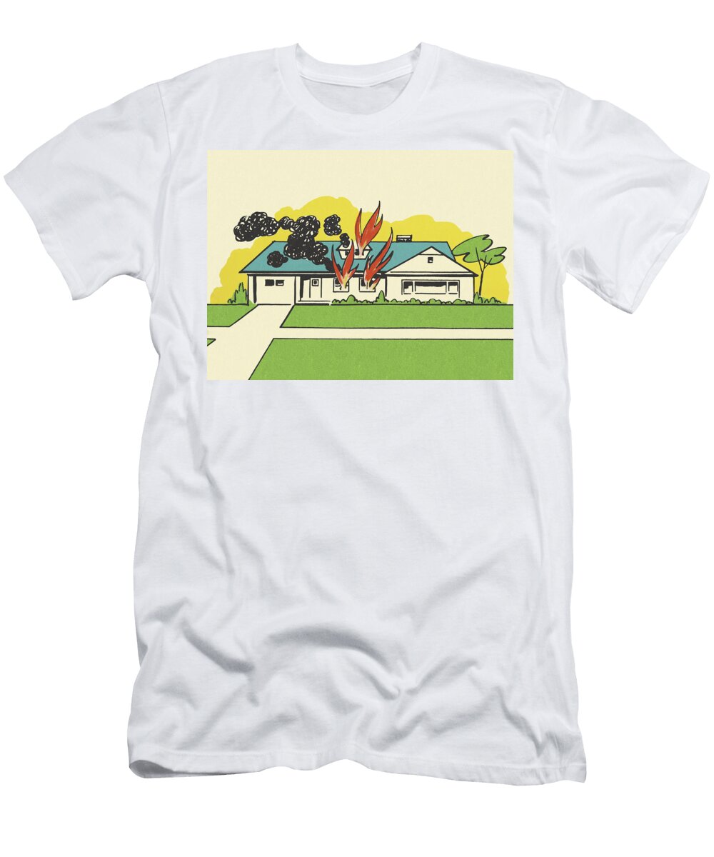 Suburban House on Fire Csa Images T-Shirt