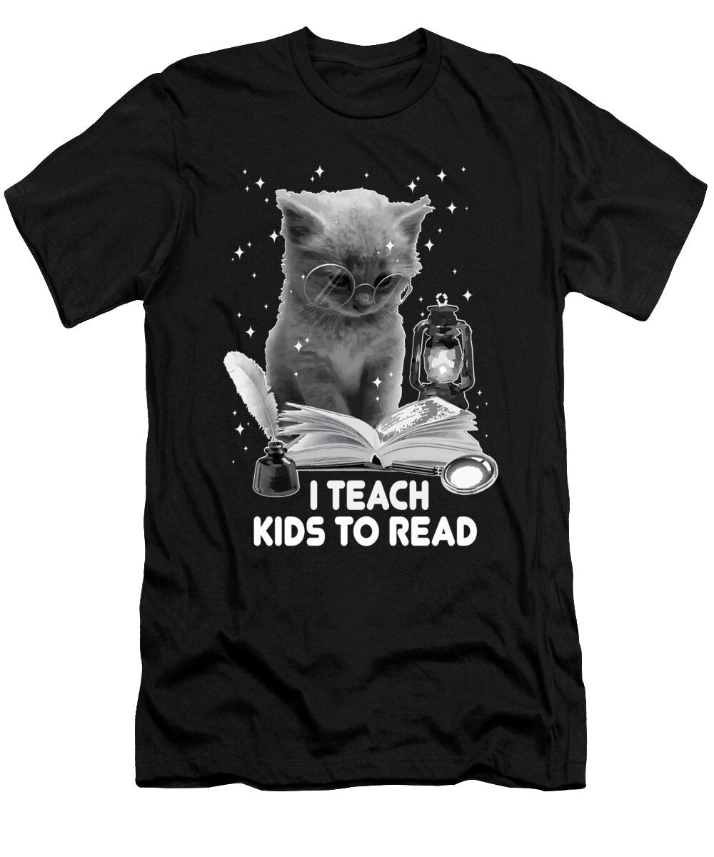 Summer Reading I Teach Kids to Read Teacher Cat Reading Maximus Designs T-Shirt