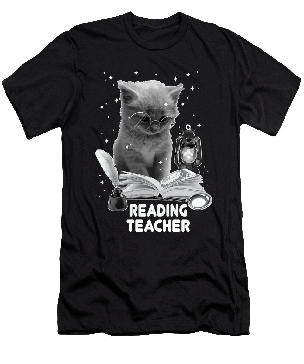 Summer Reading Teacher Cat Reading Book a Book Lover Bookish Maximus Designs T-Shirt