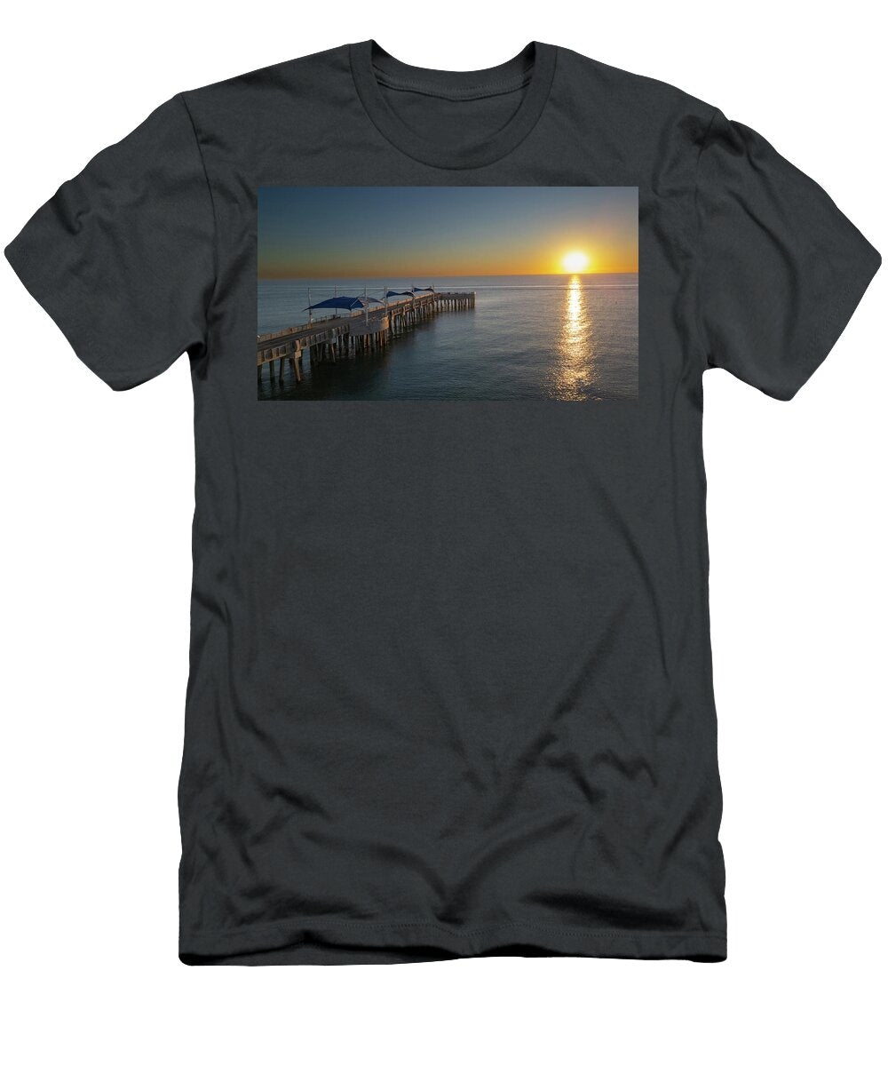 Sunset At a Serene Pier Drone Overwatch Solutions T-Shirt