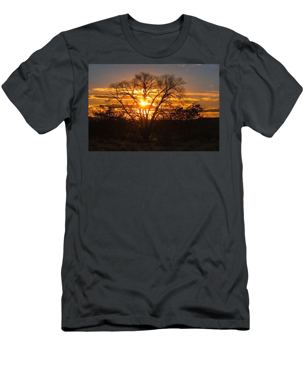 Sunset Behind a Silhouetted Tree Mario G Rivera T-Shirt
