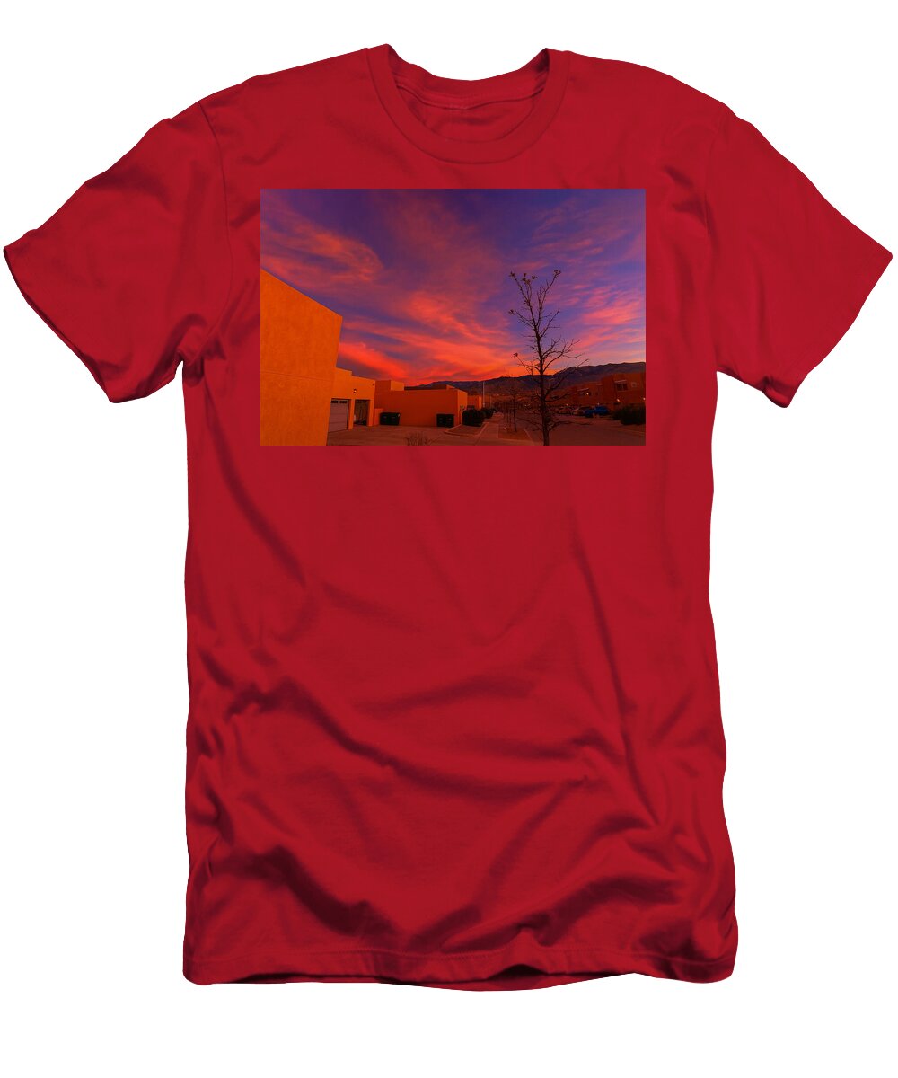 Sunset Over Suburban Neighborhood Mario G Rivera T-Shirt