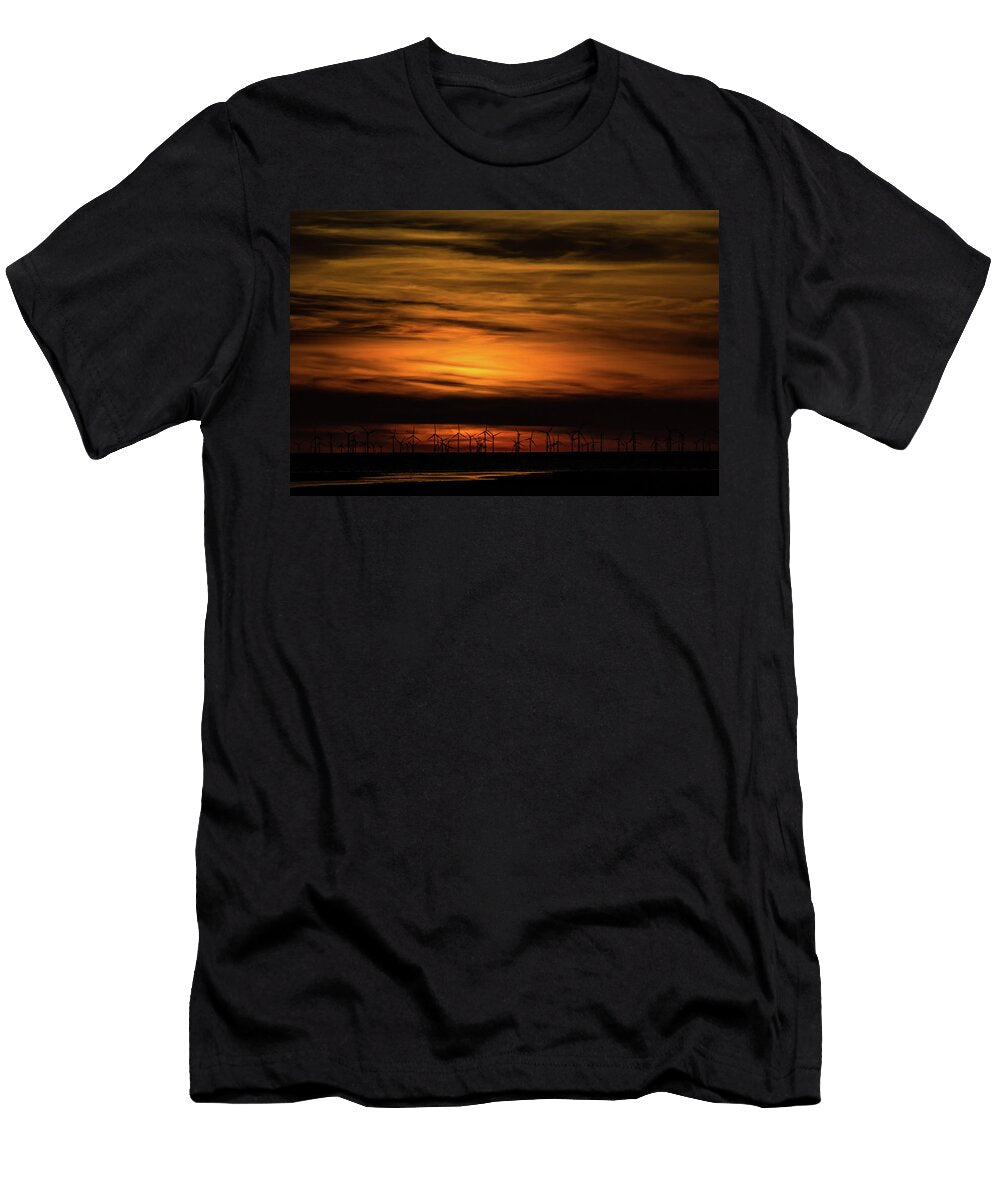 Sunset Over the Wind Farm Paul Madden T-Shirt