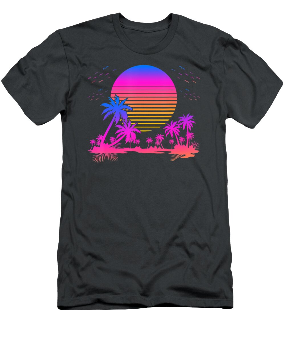 Sunset Palm Trees Retro 80s Aesthetic 90s Art Vaporwave Lang Kiem Tran T-Shirt
