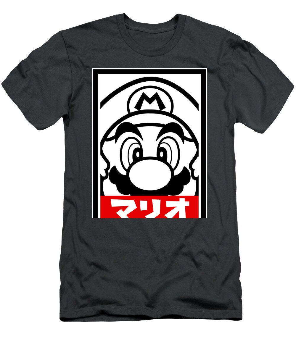 Super Mario Black White Close Up Red Kanji Jessij Teddi T-Shirt