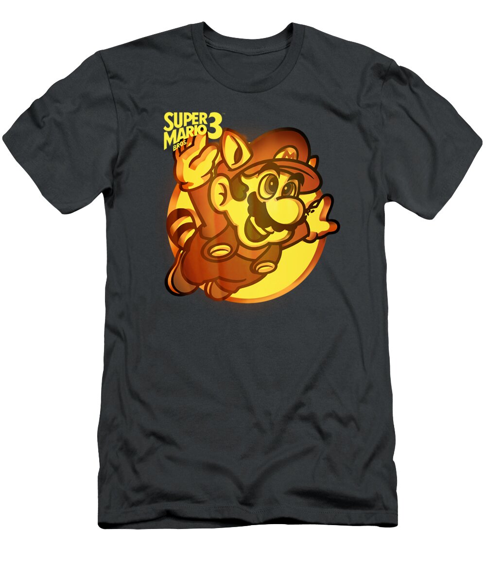 Super Mario Flying Mario Glowing Pumpkin Halloween Radak Roark T-Shirt