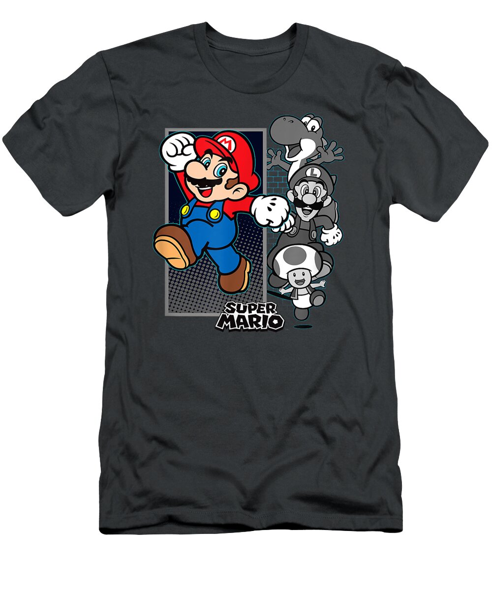 Super Mario Group Shot Grey Gamers Keianl Irene T-Shirt