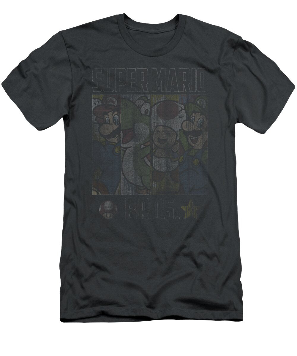 Super Mario Group Shot Retro Blinds Distressed Radak Roark T-Shirt