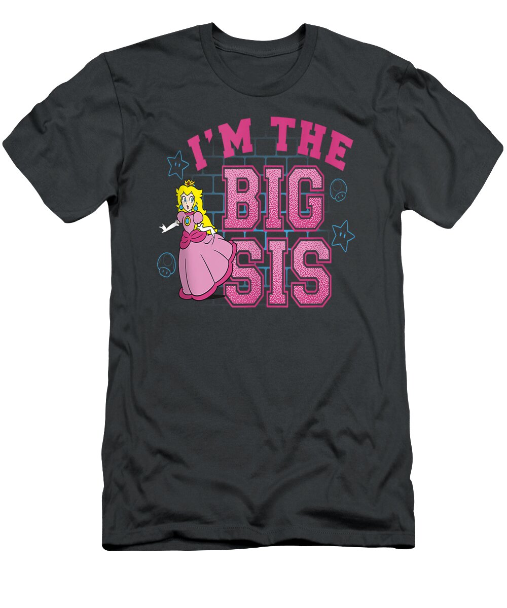 Super Mario I M the Big Sis Peach Pink Text Portrait Elliad Harri T-Shirt