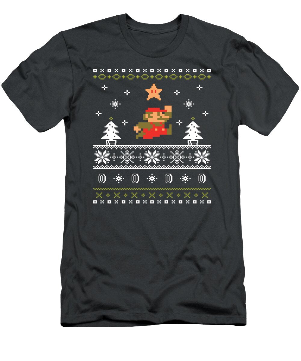 Super Mario Snow Level Ugly Christmas Lainiu Harli T-Shirt