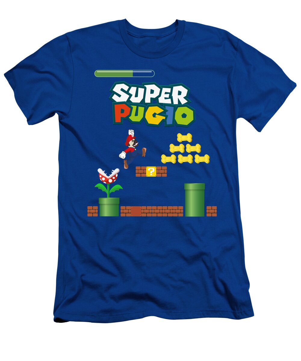 Super Pugio Character Pug in Gold Bone Game Mary Mas T-Shirt