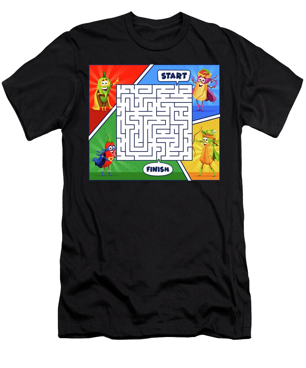 Superhero Mexican Food Maze Game Print on Demand T-Shirt