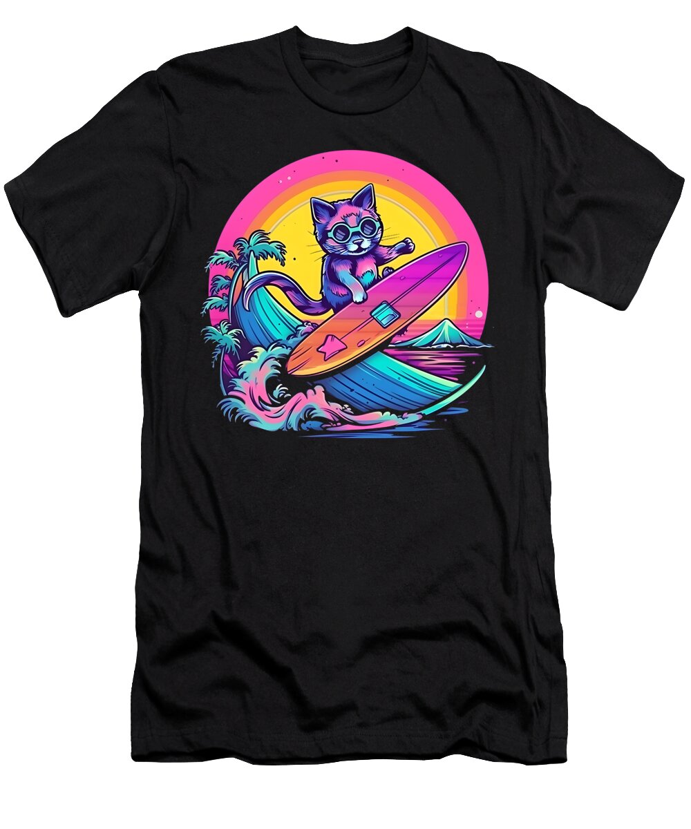 Surfing Cat Sweet Birdie Studio T-Shirt