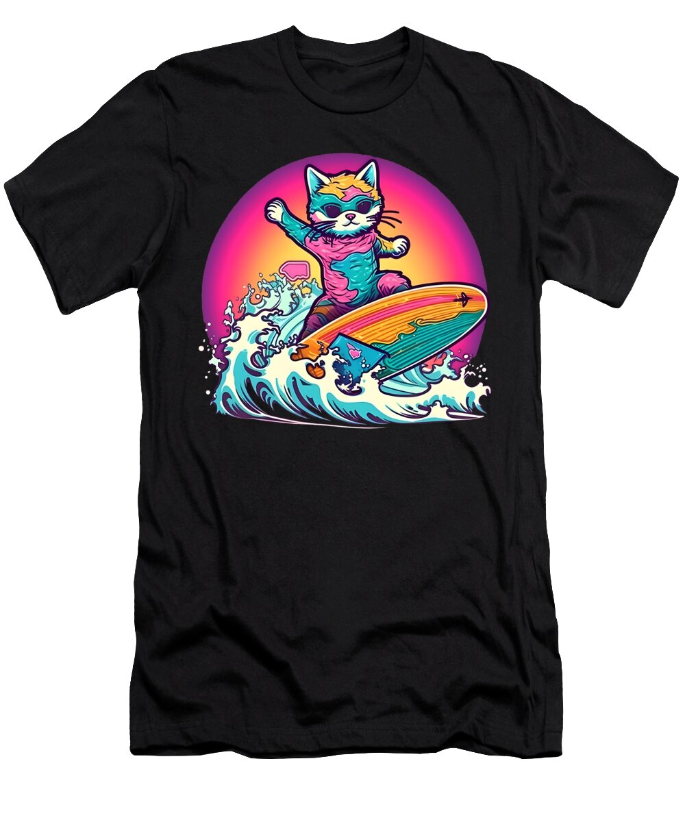 Surfing Kitten Sweet Birdie Studio T-Shirt
