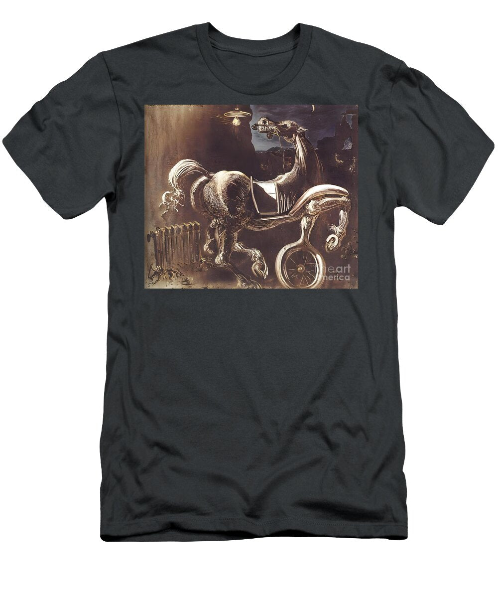 Surreal Horse with Wheelsdebris of an Automobile Giving Birth to a Blind Horse Biting a Telephone 19 Retro Reverie T-Shirt