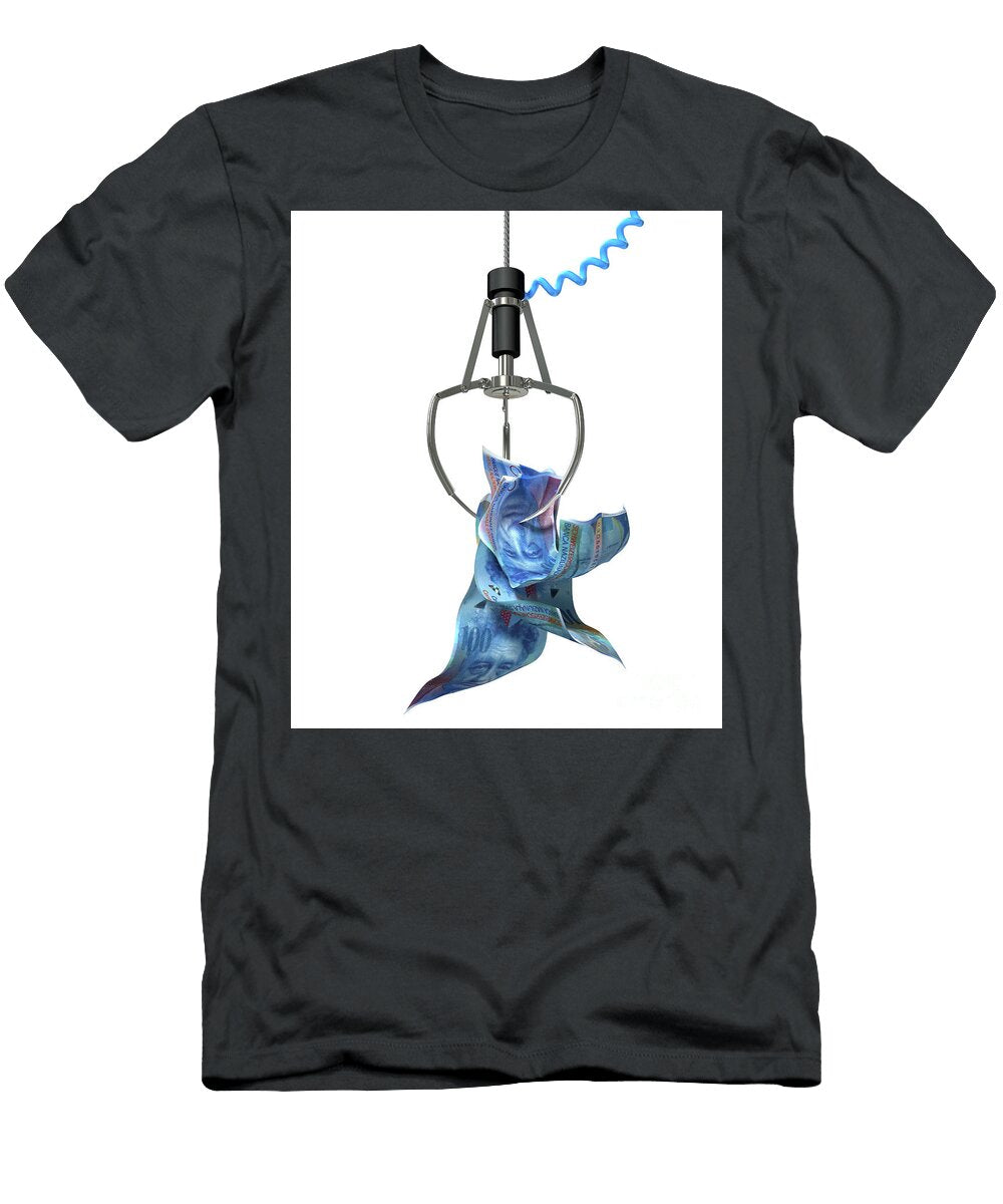 Swiss Franc in a Robotic Claw Allan Swart T-Shirt
