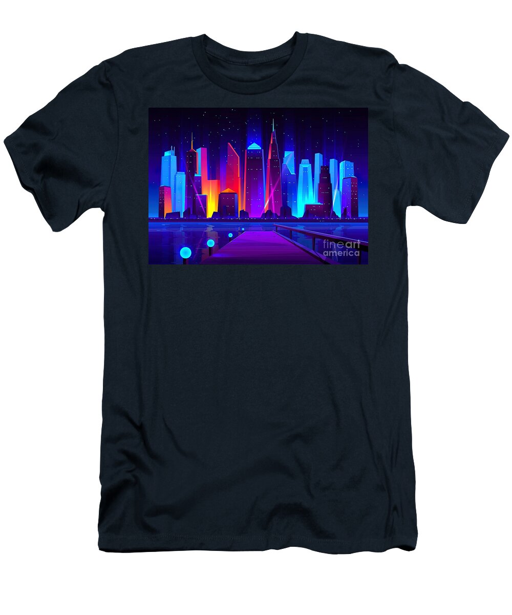 Synthwave Neon City Evie Keeley T-Shirt