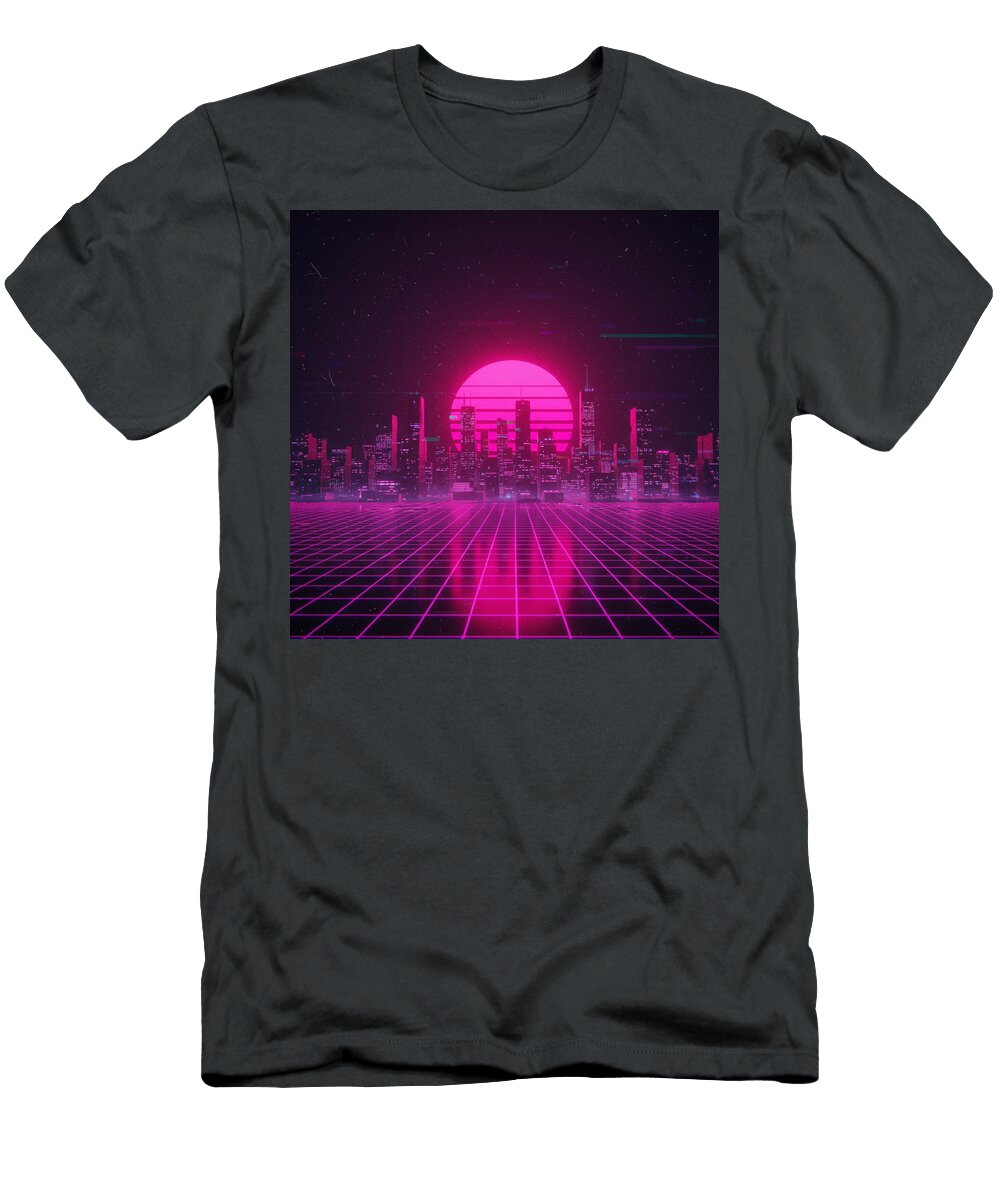 Synthwave Neon Horizon Retro 80s Pulse Corbin Henry T-Shirt