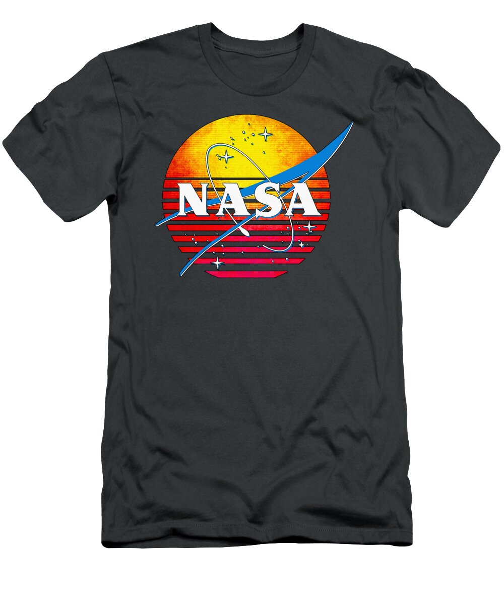 Synthwave Outrun 80s NASA Logo Emblem Trending Graphic Cool Summe Isabella Hamilton T-Shirt