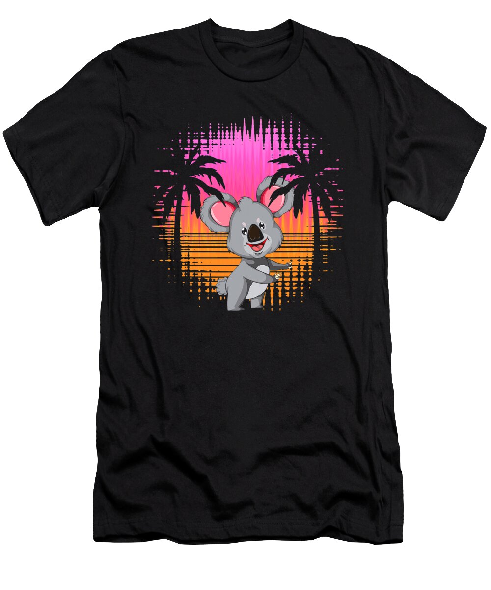 Synthwave Palm Trees Wildlife Animal 80s Art Koala Vaporwave Dhbubble T-Shirt