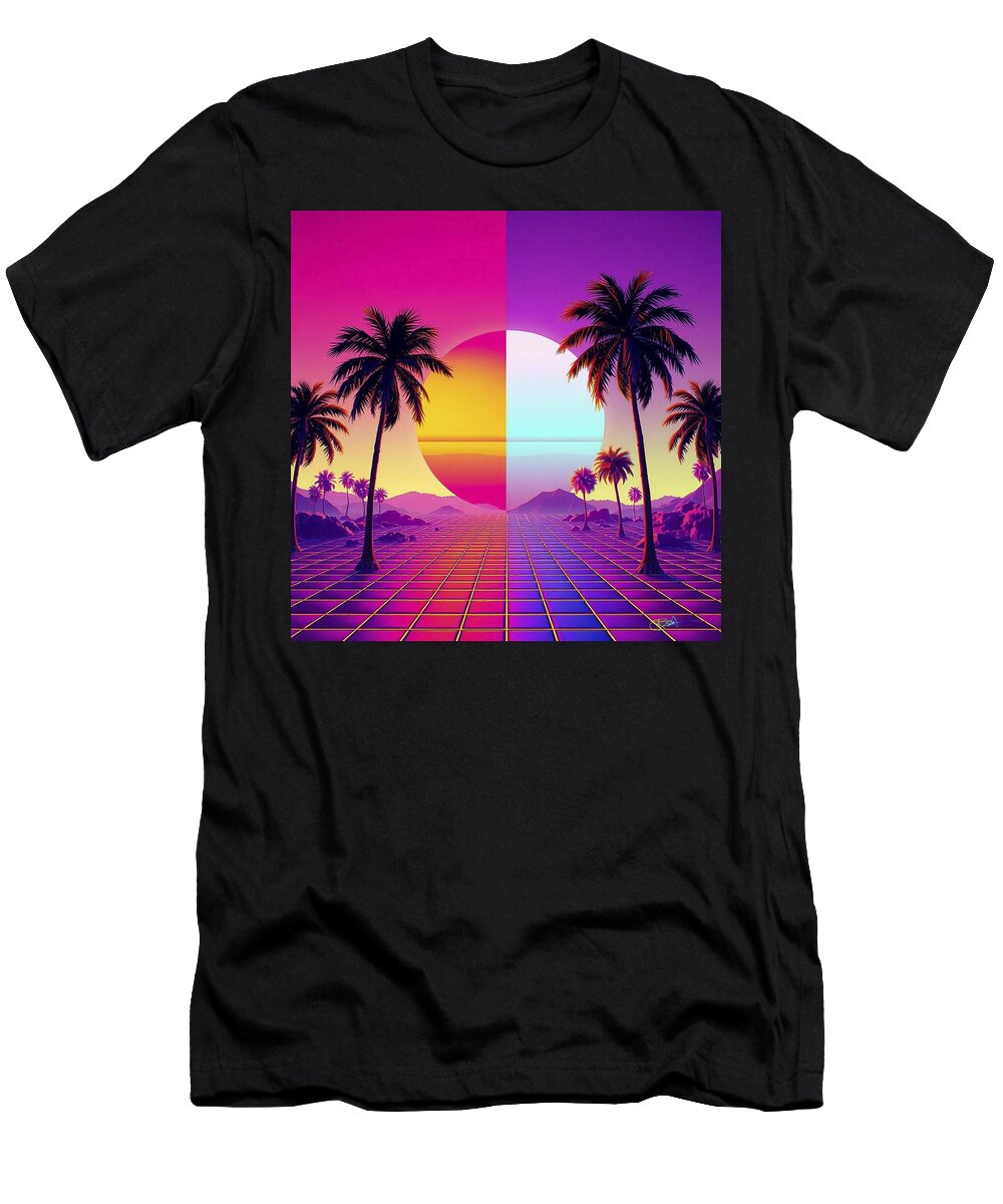 Synthwave Summer Retro 80s Neon Landscapes 373 Benito Del Ray T-Shirt