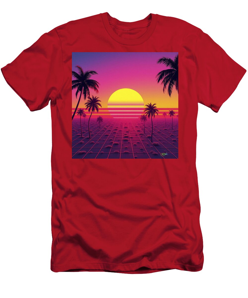 Synthwave Summer Retro 80s Neon Landscapes 375 Benito Del Ray T-Shirt