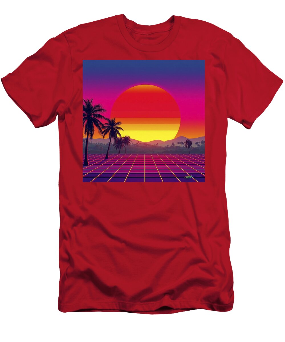 Synthwave Summer Retro 80s Neon Landscapes 376 Benito Del Ray T-Shirt