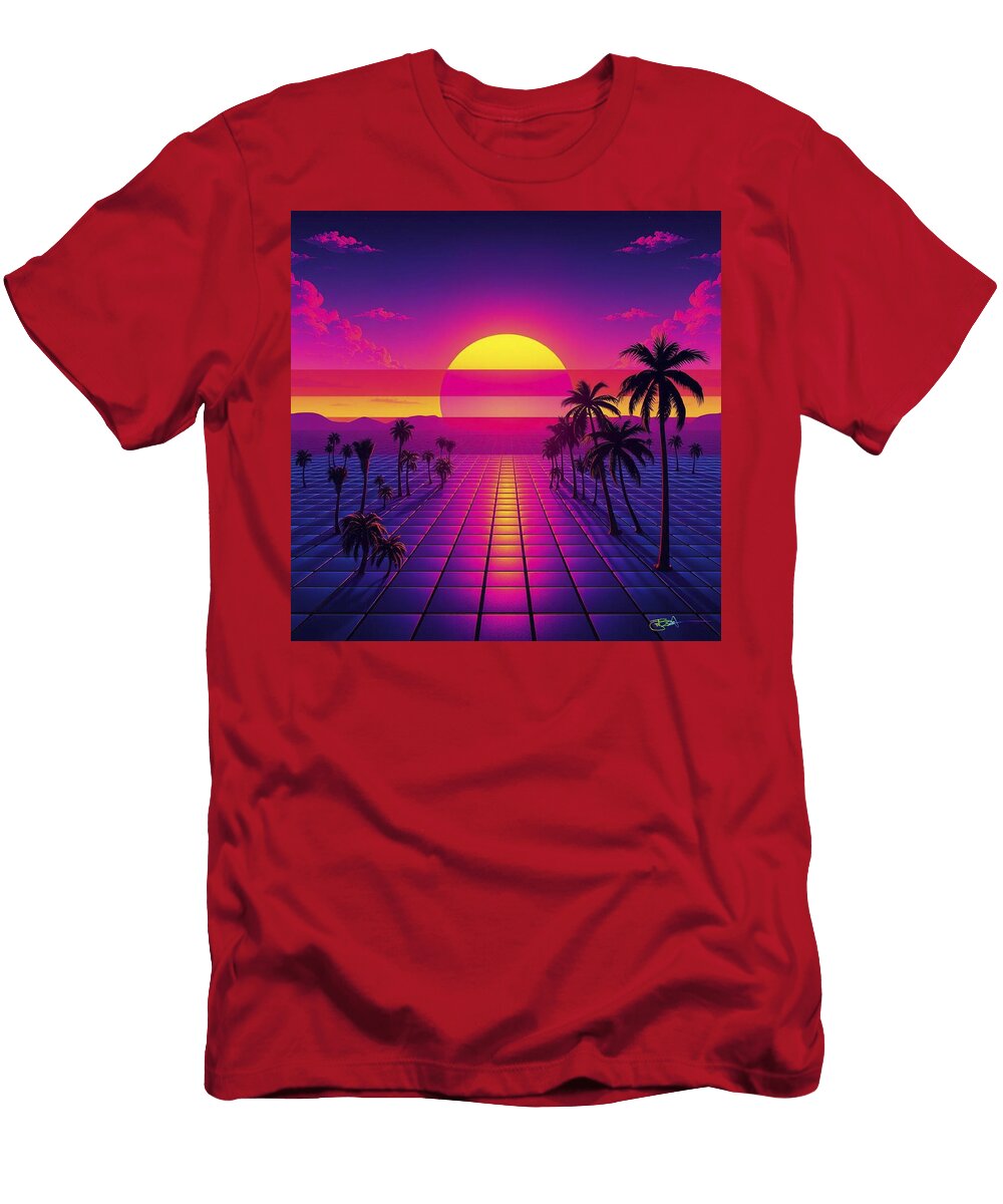 Synthwave Summer Retro 80s Neon Landscapes 381 Benito Del Ray T-Shirt