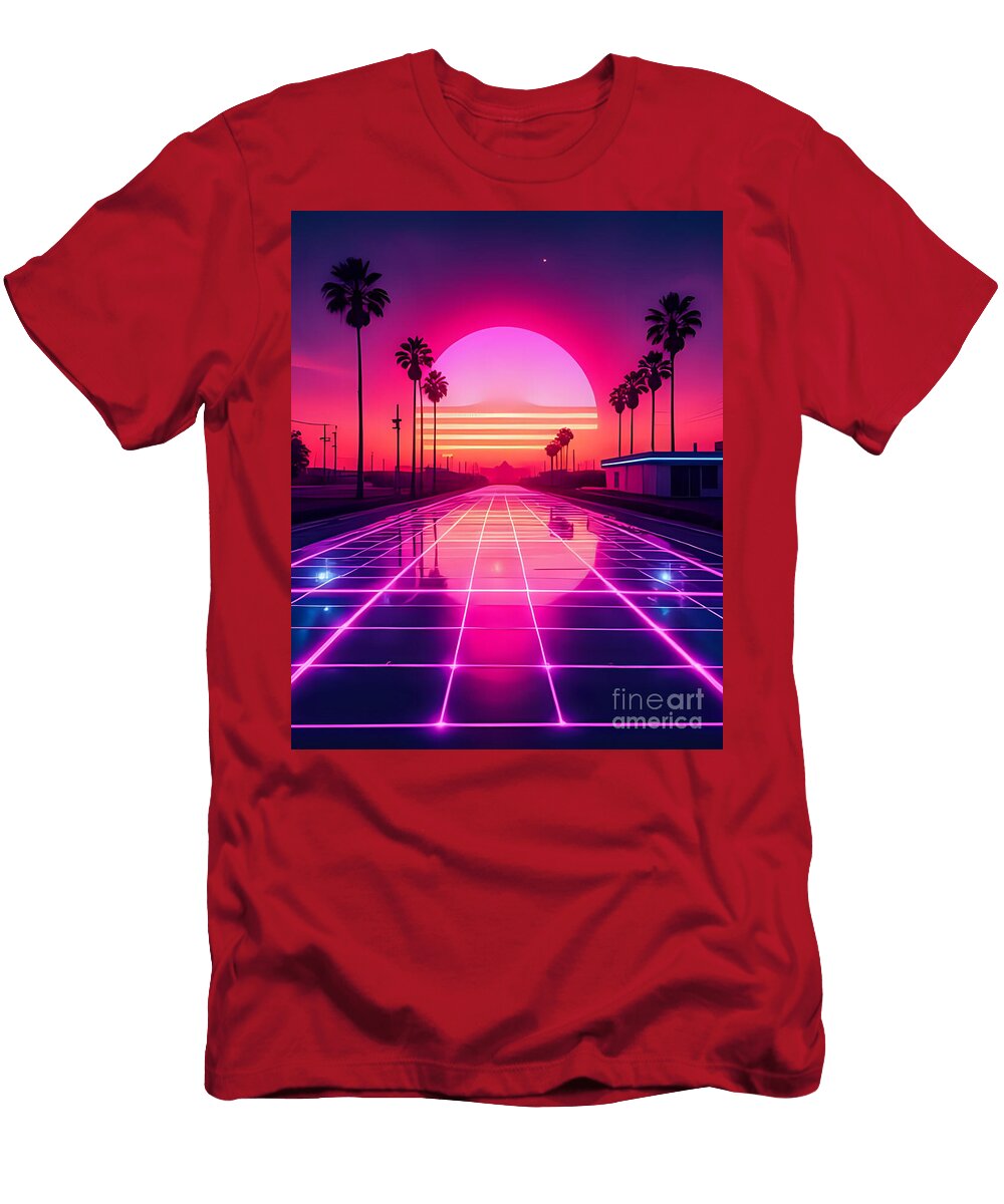 Synthwave Sunset Neon Horizon Color Graff Studio T-Shirt