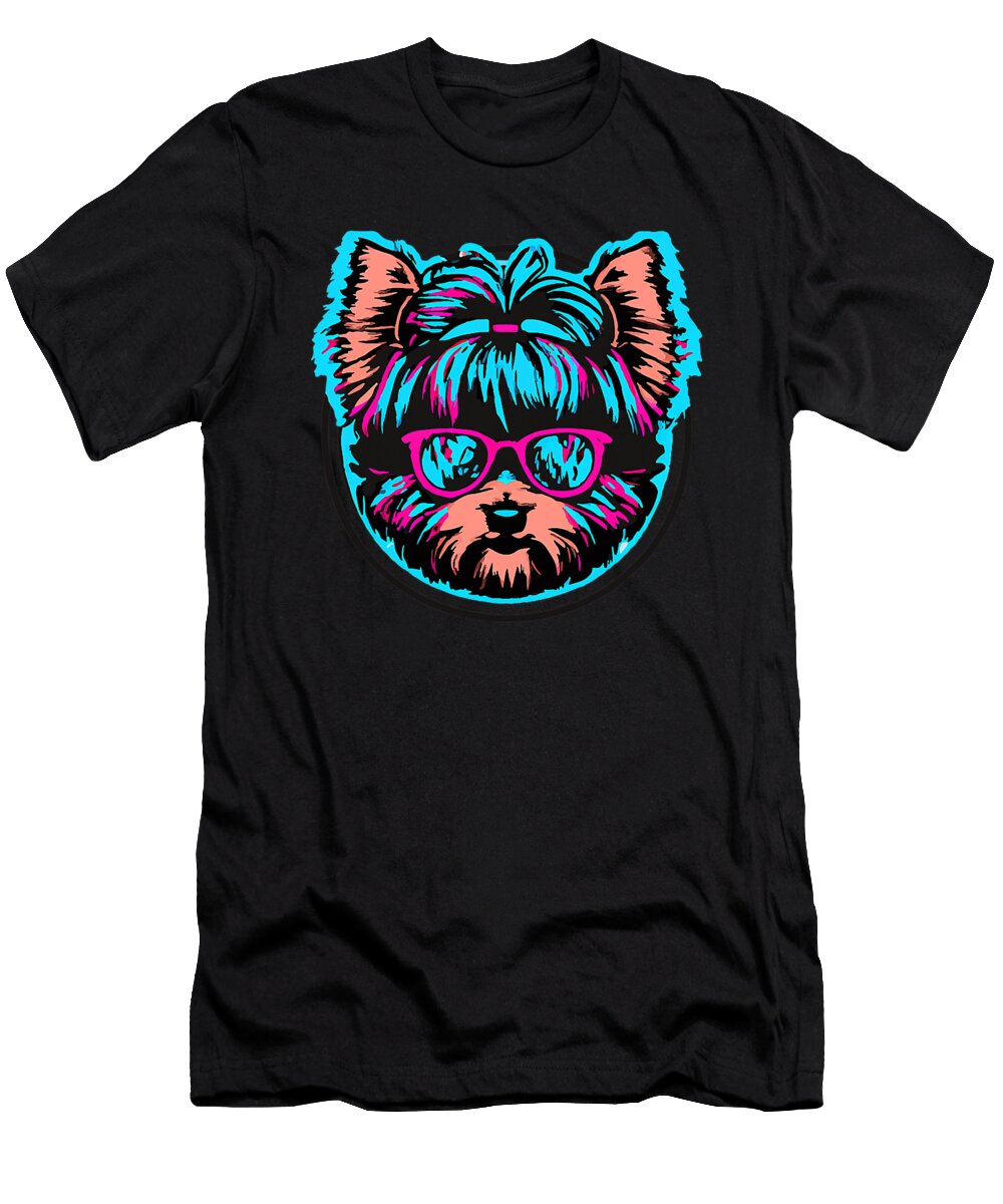 Synthwave Yorkshire Terrier 90s 80s Dog Cool Yorkie Dhbubble T-Shirt