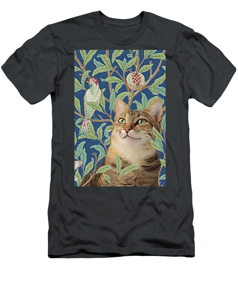 Tabby Cat with Bird Zelda Tessadori T-Shirt