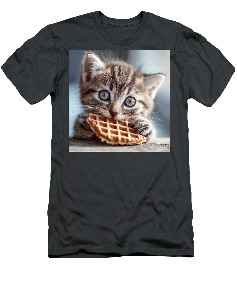 Tabby Kitten Eating Waffle Elisabeth Lucas T-Shirt