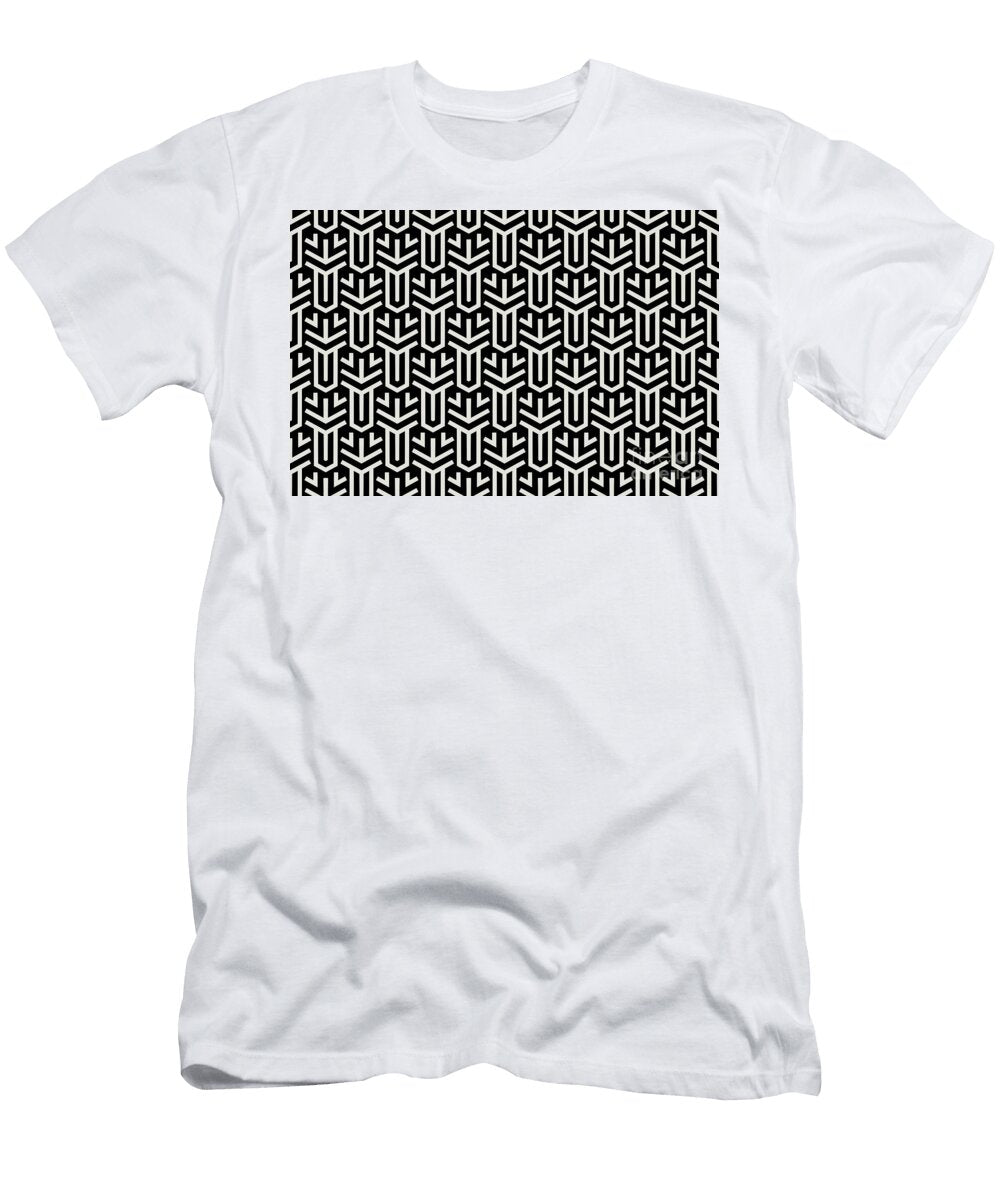 Tan and Black Minimal Geometric Shape Tile Pattern Petite Pattern Minimal Graphic Designs T-Shirt