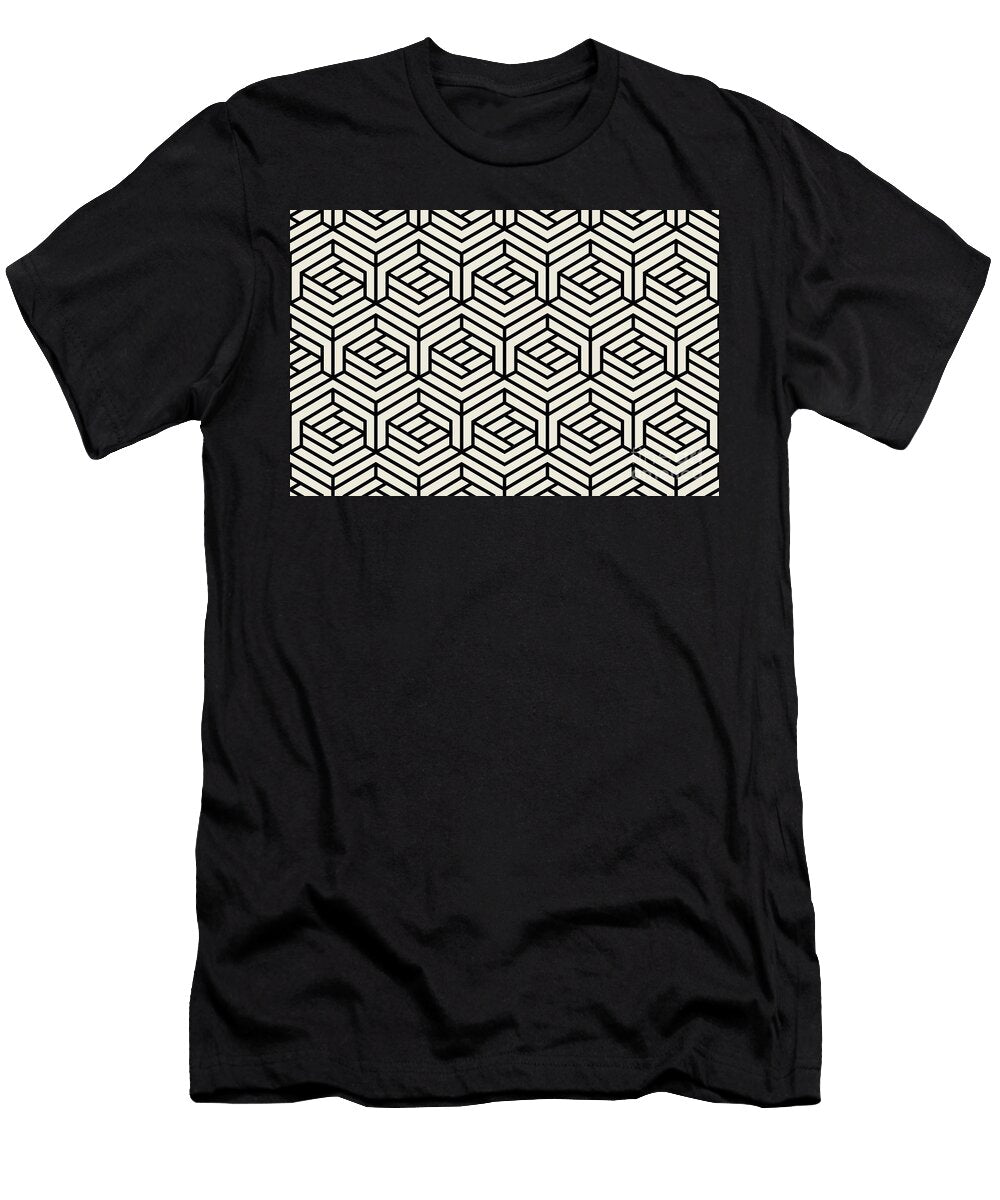 Tan and Black Modern Cube Geometric Shape Pattern Petite Pattern Minimal Graphic Designs T-Shirt