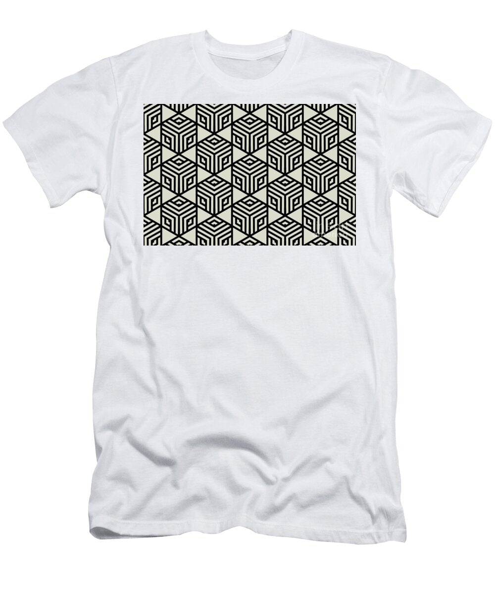 Tan and Black Modern Stripe Cube Tile Pattern Petite Pattern Minimal Graphic Designs T-Shirt