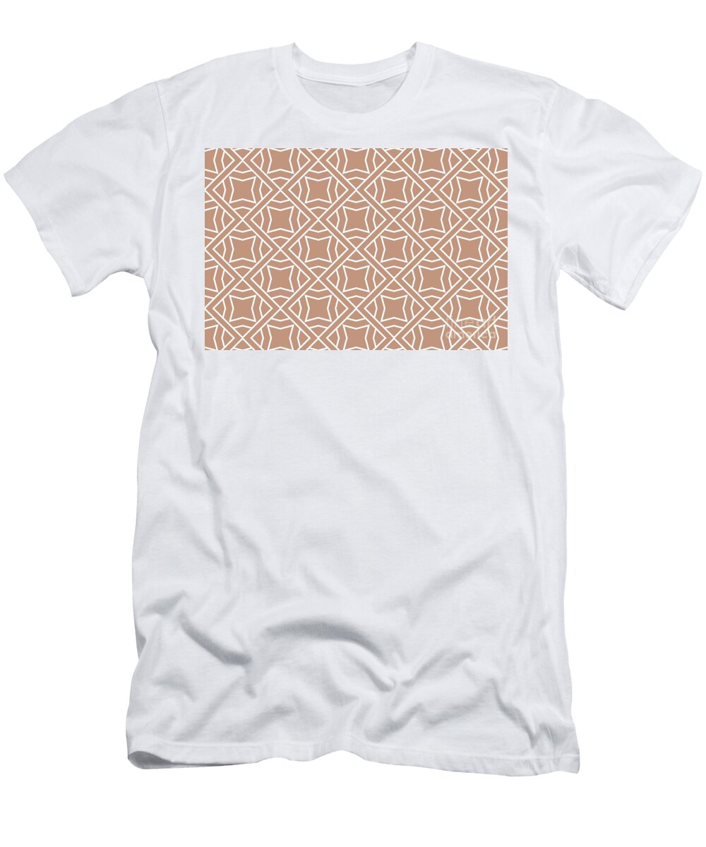 Tan and White Modern Stripe Cube Tile Pattern 2 Pairs De 2022 Popular Color Chinook Salmon Det456 Petite Pattern Minimal Graphic Designs T-Shirt