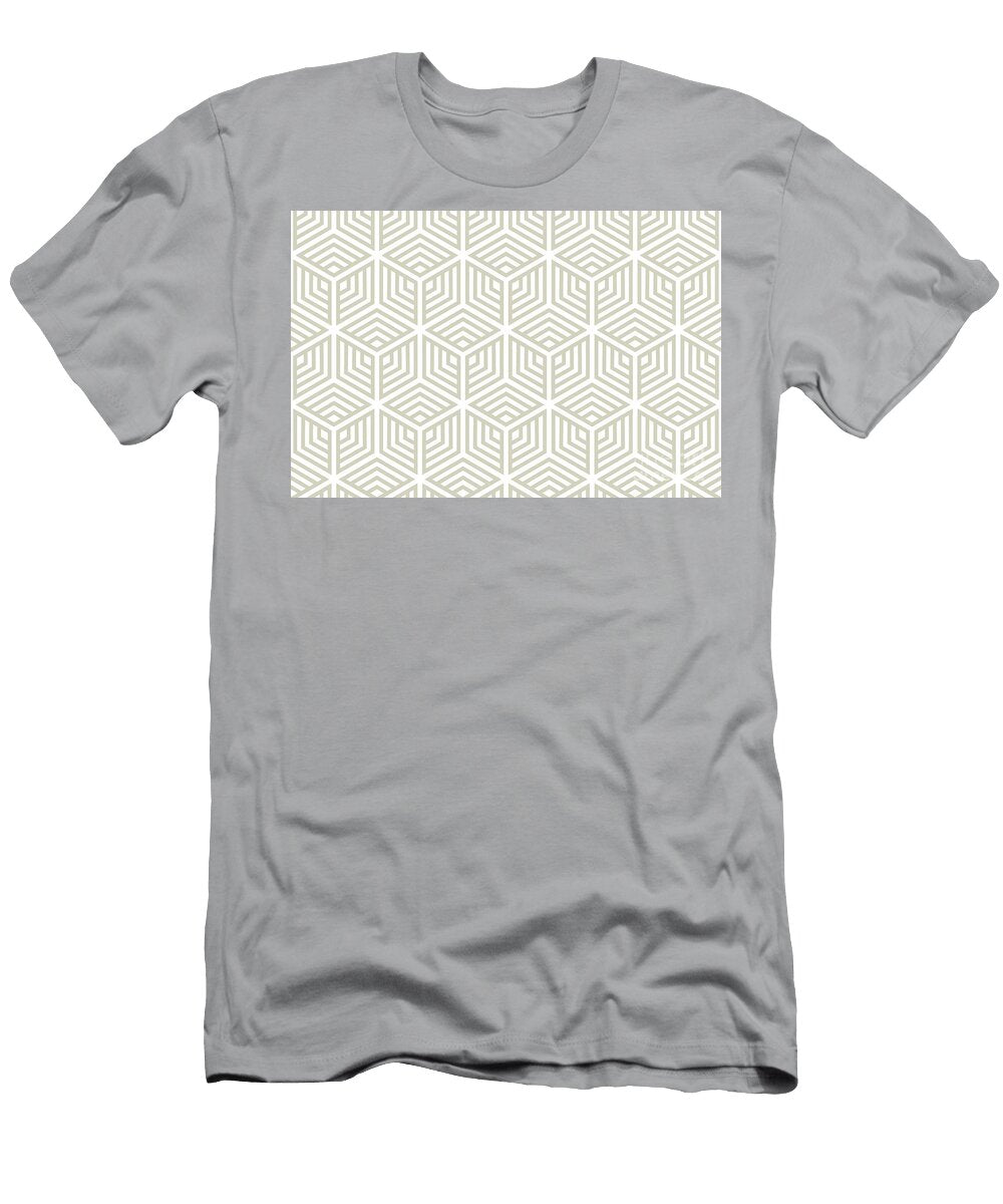 Tan and White Striped Cube Geometric Pattern Pairs De 2022 Popular Color Doric White Det641 Petite Pattern Minimal Graphic Designs T-Shirt